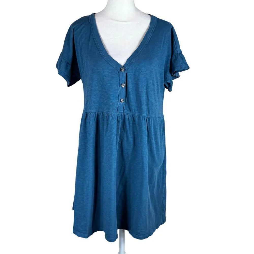 Natural by KNOWN SUPPLY V-Neck Dress in Organic Cotton Size XS - Picture 2 of 11